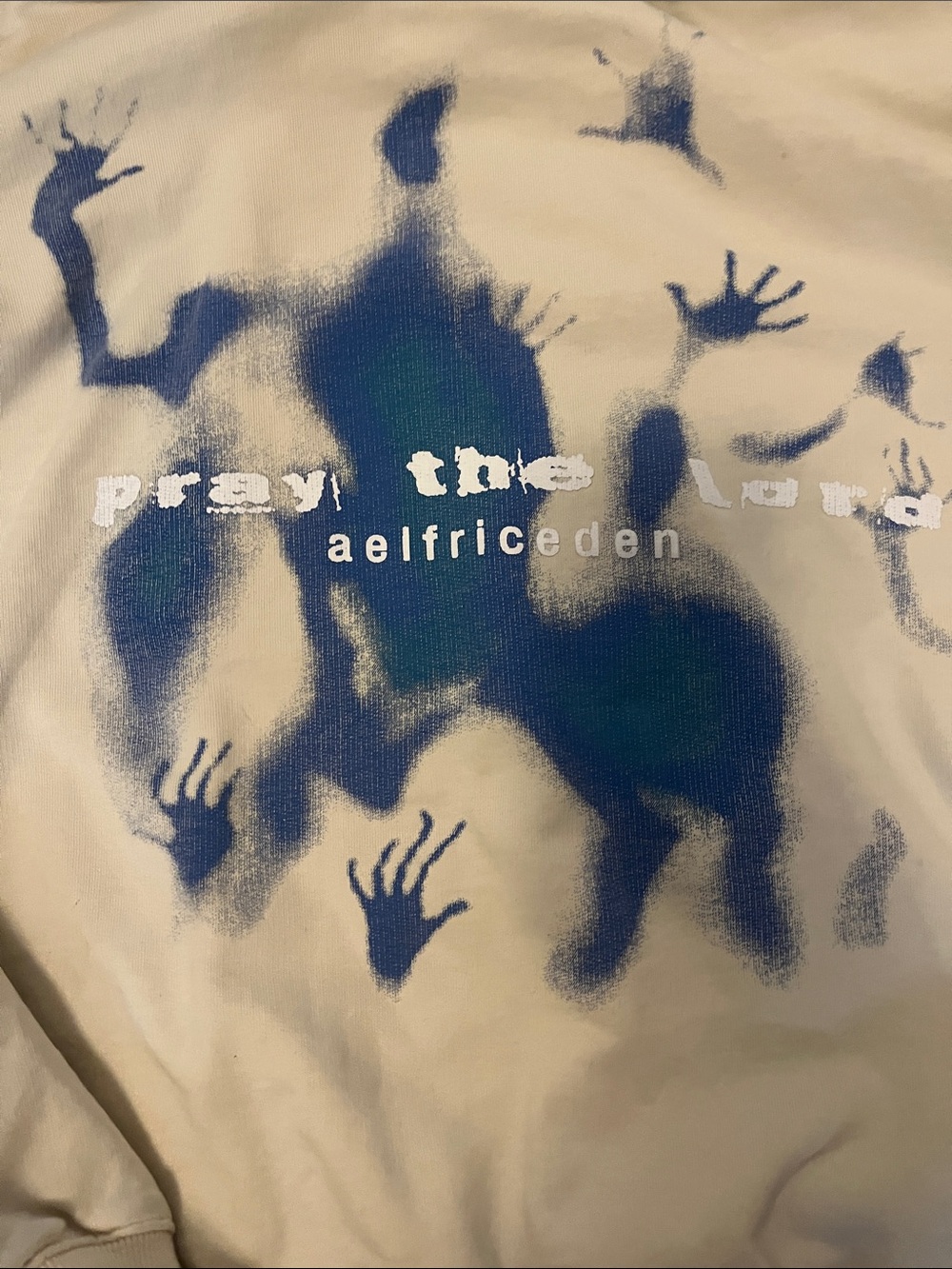 Aelfric Eden Cream Hoodie with Blue Spray Graphic - Unisex Sweater - Picture 3 of 3